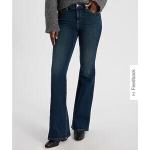 Express Mid Rise Dark Wash FlexX '70s Flare Jeans Women's Size 2/R Boho Retro